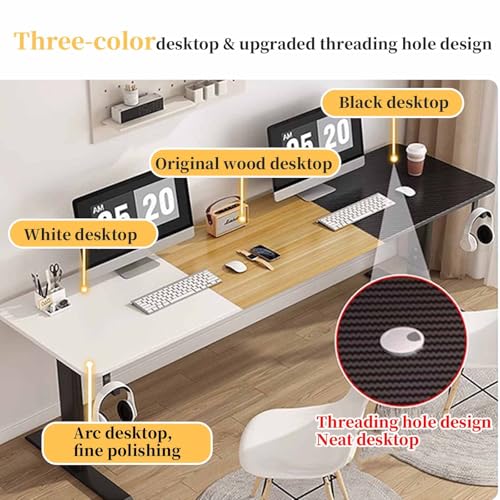 FORRTY Standing Desk Adjustable Desk Computer Table Office Desk Writing Desk Metal And Wood Modern Study Desk Height 65-100cm (25.6-39.4in) 3-color Desktop And Upgraded Cable Hole Design(White+White,1