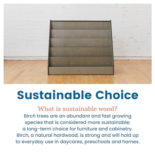 ECR4Kids 5-Shelf Wooden Book Display, Single-Sided Bookshelf, Grey Wash
