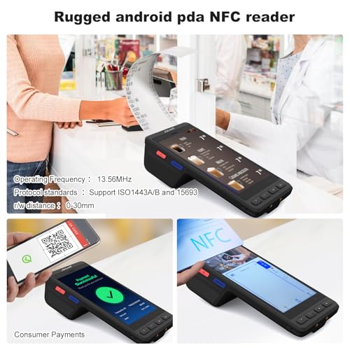 JibLumK Industrial Handheld PDA Terminal, Integrated Thermal Printer, Barcode Scanner.Rugged Android 14 PDA with Integrated Printer & 1D/2D Barcode Scanner,NFC, WiFi/4G for Retail,Warehouse