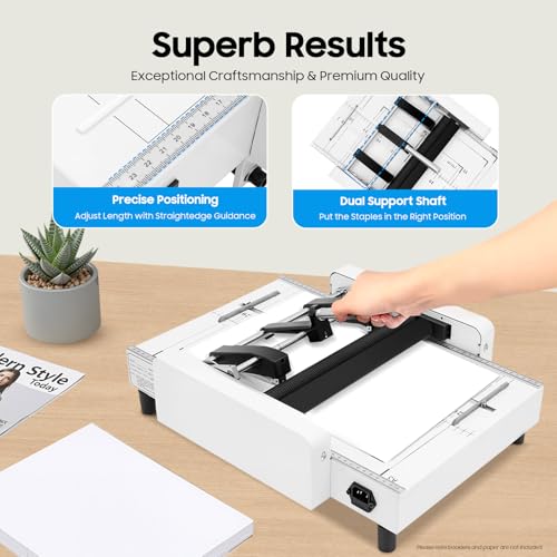 A3 Folding Binding Machine, 60W A3 Booklet Maker 2-in-1 Multifunctional Letter Paper Folding Machine Book Printing Machine with Staples & Anti-Slip Feet for Offices Agencies Print Shops Schools