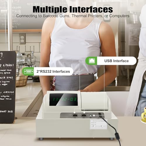 2026 Smart Cash Register, Waterproof&Oil-Proof Electronic Calculator Cash Registers Dual Display and Auto Print Receipt Compact with Cash Drawer,Waterproof&Oil-Proof Electronic Calculator
