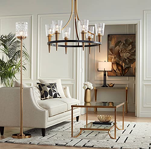Kinsey 72 1/2" Tall Brass and Crystal Torchiere Floor Lamp Living Room