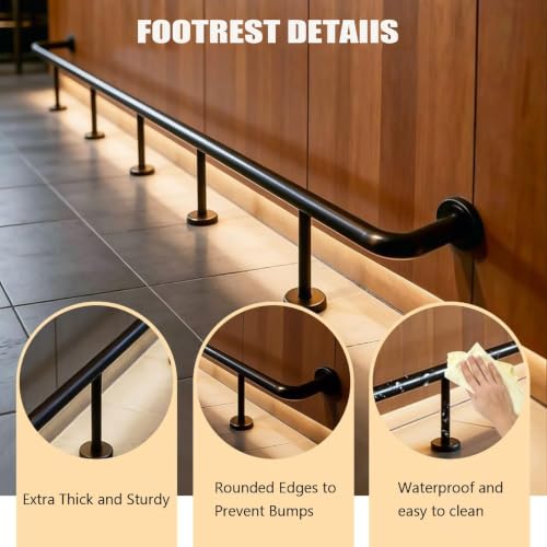 Polished Vintage Copper Bar Foot Rail Complete Set, Sturdy Stainless Steel Foot Rest Rail for Indoor Outdoor Bar Kitchen Restaurant(3ft/91cm)
