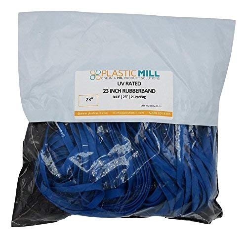 PlasticMill 23 in Jumbo Rubber Band, UV Rated, Blue, 25 Pack