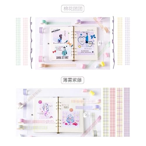 QERTYHJK Color Grid Washi Tape Set Adhesive DIY Scrapbooking Sticker Label Masking