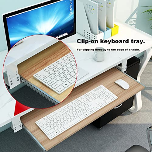 GAZOGJ 5 Colors Wooden Keyboard Tray Under Desk Slide-Out Keyboard Drawers Platforms - Install Without Drilling - for Home/Office/Club Computer Desk Extender Keyboard Shelf,Walnut-75x30cm(30x12Inch)