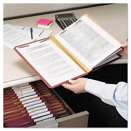 Smead 14075 Pressboard Classification Folders Self Tab Letter Six-Section Red 10/Box