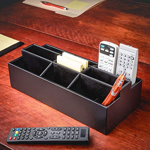 Dacasso Black Leather Remote Control Organizer