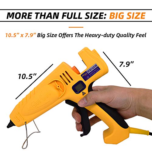Industrial Hot Glue Gun Full Size High Power 400W Temperature Adjustable Thermostat Control with 0.43" 11mm Glue Sticks, Craft Repair Tool Set, Yellow