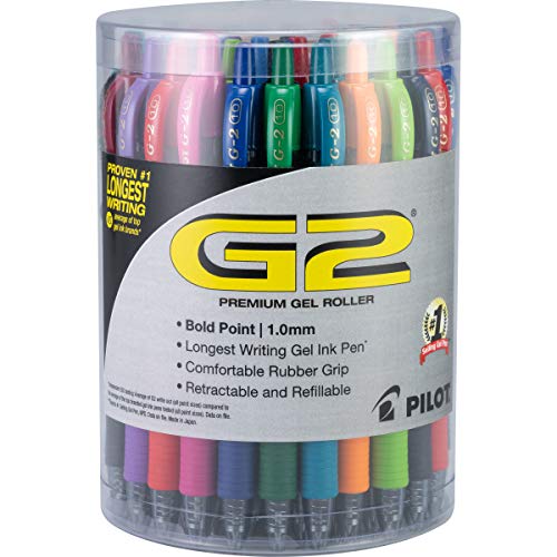 PILOT G2 Premium Gel Pens, Bold Point 1.0mm, Assorted Inks, Tub of 36