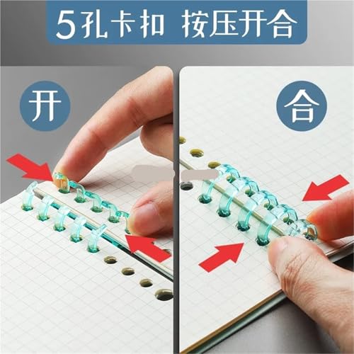 Plastic Binder Rings 350pcs 5-Hole Transparent Plastic Ring Clips - Loose Leaf Notebook Binding Strips for Notebook Diary(Pink)