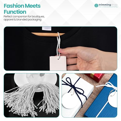 Set Of 1000 Pieces White Nylon String For Hang Tags - Snap Lock For Attaching Labels And Security Tags - Fastener For Cords