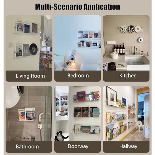 Brochure Holder Wall Mount Clear Book Shelf for Wall, Acrylic Magazine Brochure Rack/Hanging Display Stand for Kids Room, Office, Church, Coffee Shop, File Record Holder Organizer(Water Ripples,L 80cm