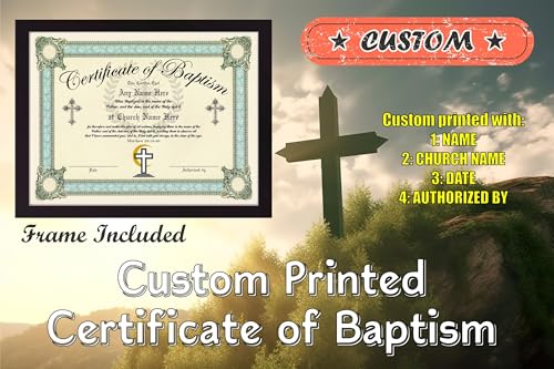 Baptism Certificate - Custom with Any Name - Frame Included