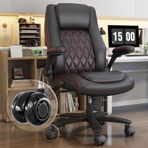 GYI High Back Executive Office Desk Chair, Leather Computer Chair, Black