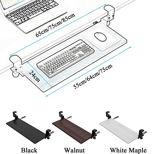 BWPURWDFH Under Desk Keyboard Tray with Mouse Pad,Pull-Out Platform Drawer Keyboard Mouse Holder, Desk Extender (Walnut 55 * 24 Cm/22 * 9 inch)