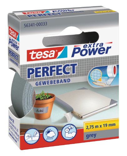 TESA Pack of 5 Extra Power Adhesive Canvas Tape 19 mm x 2.75 m Grey