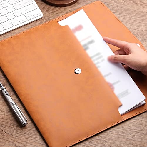 AEYSD-456 Filing Envelopes 2 Pcs Leather Document Bag A4 Paper Business Document Bag Thickened Press Button Contract Bill Organizer Large Capacity Folder Plastic Folders (Color : A)