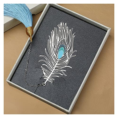 Bookmark Metal Peacock Bookmark Gift Box Hollow Tassel Pendant Chinese Style Student Gift Teacher's Day Gift for Teacher Metal Bookmark (Color : 4) (1)