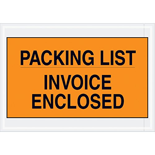 Discount Tag & Label "Packing List/Invoice Enclosed" Envelopes, 7" x 10", Orange, 1000/Case
