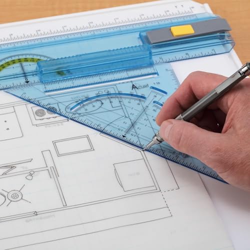 Acurit Technical Drawing Board - Portable Drafting Table with Multi-Tool Kit, Break-Resistant Plastic, Straight-Edge Lock Mechanism, Transparent Ruler, Protractor, Clamping Rail - 14.5"x19.75"