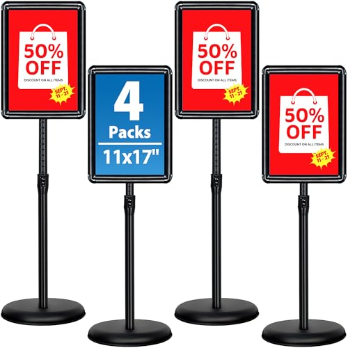 VAIIGO 4Pack 11x17 Sign Stand - Adjustable Floor Standing Sign Holder