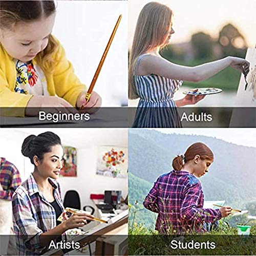 UOHLCX HBJWOV 10pcs Paint Brush Set Multiple Styles Nylon Hair Short Rod Brown Painting Brush for Oil Acrylic Watercolor Gouache Art Supplies