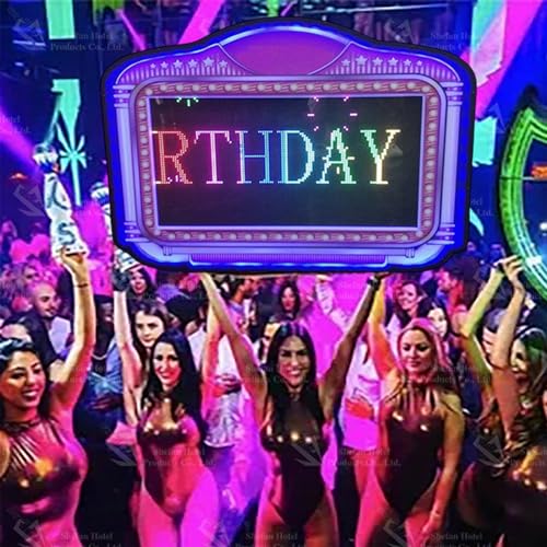 CHHMAELOVE LED Letter Bottle Presenter, Bottle Service Sign VIP, APP Settings, Scroll Play LED Color Display Screen, for Wedding,Birthday Parties, Club VIP Service, Party, Bar etc.