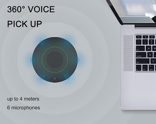 Matosio BluePod Conference Speakerphone, Bluetooth and USB Conference Microphone & Speaker, VoiceLoc and VoiceCap Function with 6 Omnidirectional Microphones, for Meeting Room or Home Office
