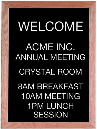 Aarco Products 24"x18" Oak Framed Black Felt Letter Board Open Face Message Center