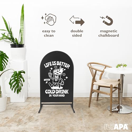Ilyapa Double Sided Chalkboard Sign - 21x35 inch Magnetic Sidewalk Sign