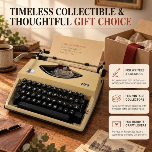 Manual Typewriter with Ribbon, Mechanical Retro Portable Typing Machine, Classic Vintage Decor for Home & Office, Classic Old-Fashioned Typewriter for Writers, Notes, Letters&Creative Writing Projects