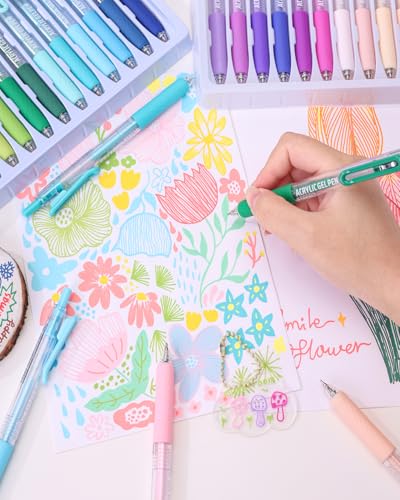 Xipan Acrylic Gel Pens for Coloring, 54 Colors Retractable Colored Pens