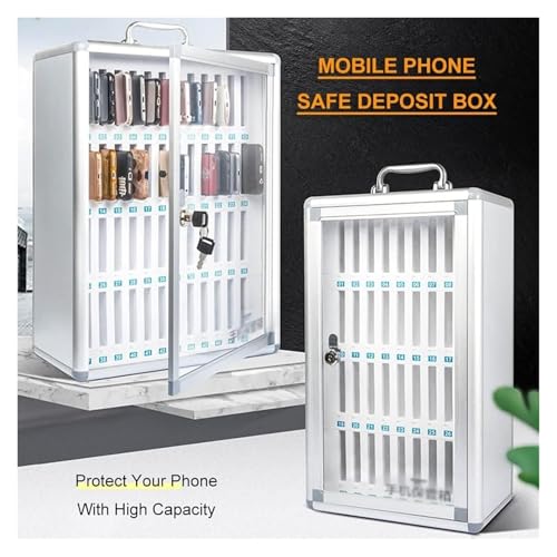 Cell Phone Locker, Cell Phone Locker Cabinet, Aluminum Alloy Pocket Chart Storage Cabinet for Cell Phones,Wall-Mounted with A Locked Can Be Carried by Hand(60)