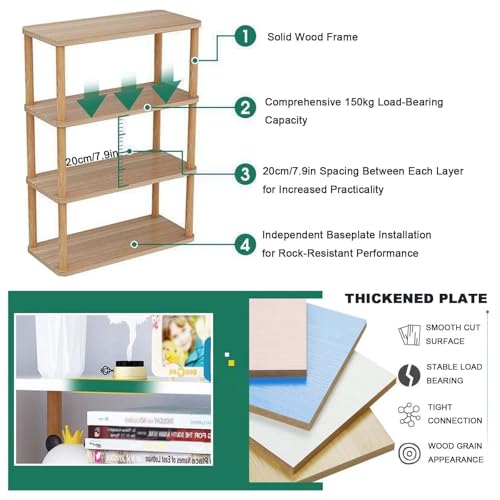 ACJSDGL Countertop Spice Rack, 4-Tier 40cm/15.7in Long Tiered Shelf Organizer, Kitchen Cabinet Organizer Desktop Bookshelf Supplies Storage Rack, Shelf for Top of Dresser
