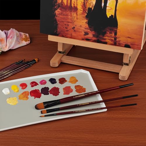 Creative Mark Ebony Splendor Long-Handled Synthetic Sable Paint Brush, Bright Set of 7, Teijin Multi-Filament Hair, Handcrafted Synthetic Paint Brushes for Acrylic Painting, Watercolor Painting & More