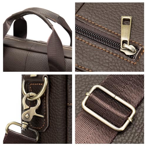 AWMGPDDBTO Briefcases for Men Leather Briefcase Laptop Bag
