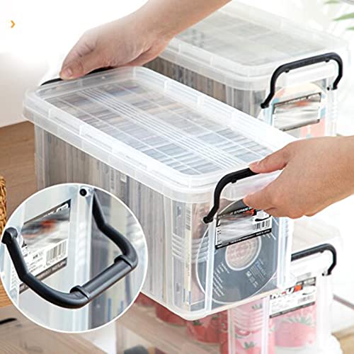 AEYSD-456 Vinyl Record Storage Plastic Storage, Modular Stackable Storage Bins with Black Latching Handles, 6.29x6.65x13.38in，White Record Crate