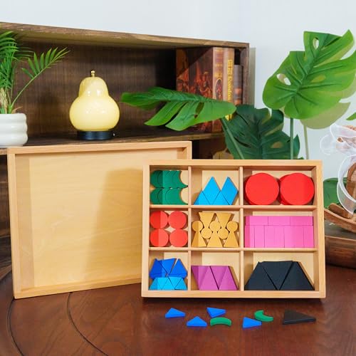 Premium 100pc Montessori Basic Wooden Grammar Symbols with Box, Flat Grammar Symbols 9.8in 3.3lbs, Complete Wooden Parts of Speech Set for Sentence Analysis, Language Materials Teacher Aid for Kids 6+