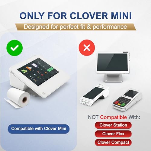 Vonlyst Thermal Receipt Paper Rolls for Clover Mini & Clover Mobile – 2 1/4” x 80’ BPA Free Credit Card Machine Paper Compatible with C200 C300 C301 C302 C302U C305 – POS Printer Paper, 50 Rolls