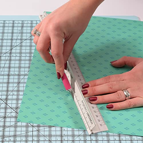 Vaessen Creative Metal Safety Ruler Aluminium, 30 cm, for Safe Measuring, Cutting Various Materials and Crafting with Paper, Non-Slip