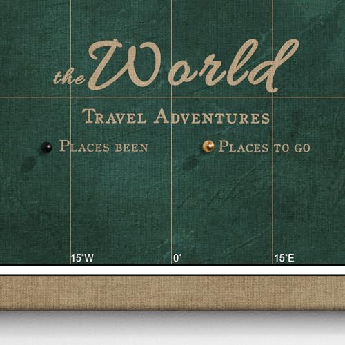 Canvas World Map with Cork Pin Board - English Lettering - Decorative Wall Decoration for All Rooms - Canvas Pictures with World Map Motif (90x60 cm, Pattern 4)