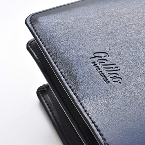 GALILEO® Double AA Big Book Cover & 12 Steps & 12 Traditions | Medallion Holder | AA Gift | Alcoholics Anonymous | PU Leather | AA Book Covers for Hardcover (Plain/Coin Pocket/Black)
