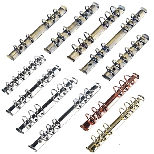 A6 Binder Rings 12pcs with Screw Metal Diary Notebook Binding Hoops File Folder Refillable Loose-Leaf Ring Spiral Rings Binder Clip for Notebook(Silver-A7-19mm)