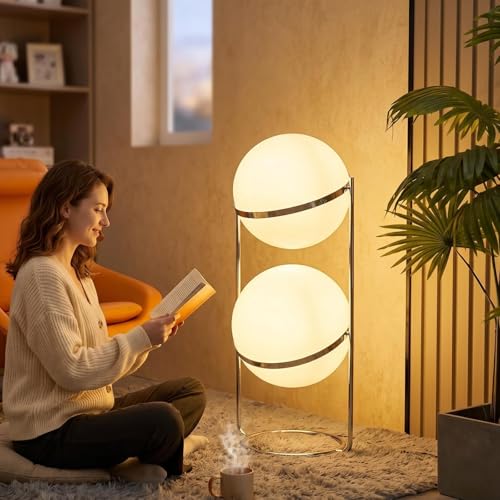Rotatable Creative Floor Lamp,Chrome Metal,2 Head