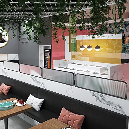 Commercial Privacy Panel Screens Metal Frame + Tempered Glass Countertop Partition for Office Restaurant Hotel (Black 1.5mx30cm)