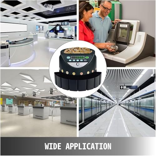 Eiwitany High-Speed Coin Counter & Sorter - 300 Coins/Min, 45W Power, Counterfeit Detection, User-Friendly for Home & Business Use