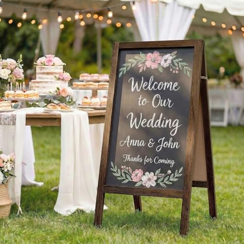 TEAKMAMA A Frame Chalkboard Signs 40"x20", Extra Large Chalk Board, Brown