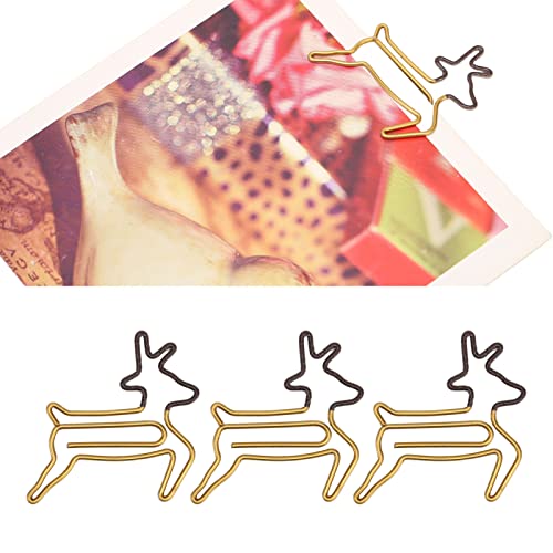 LENmzpomA Cute Paper Clips,100pcs Shaped Paper Clips Deer Shape Metal Portable Office Clips for File Classification Document Organizing