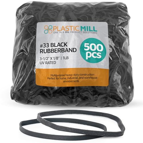 PlasticMill #33 Rubber Bands, EPDM Black/UV Rated, 1lb 500-Pack